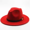 Brede rand hoeden unisex mannen vrouwen authentieke fedora hoed met riem panama jazz winter trilby maat 56-58 cm