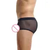 Underpants Sexy Mens Boxer Shorts Calzoncill Hombre Slip Erotic Mesh Transparent Underwear Gay Panties Boxershorts Onderbroek