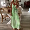 الفساتين غير الرسمية ربطة عنق المطبوعة القطن الشاطئ فستان الصيف 2023 Sundress Sexy Spaghetti Strap v-tech قبالة الكتف نساء Midi Vestidos