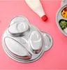 Teller Cartoon Panda Edelstahl Anti-fallen Abendessen Teller Japanische kinder Besteck Kindergarten Baby Geschirr Küche Werkzeuge