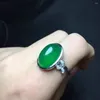 Ringos de cluster 925 Silver Natural Emerald Agate Ring Woman Ajusta Enviar amigos trazem seus próprios