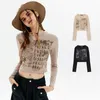 Women's T Shirts Street American Style APRICOT SPICE Short Long Sleeve Shirt Women Sweet Cool Slim Top Trend Set The Bottom Of Autumn