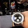 Nieuwe stijl kwartsbeweging Chrongraph Men Bekijk volledige fuction Black Face Sapphire Crystal 316 roestvrije band Watch197Q