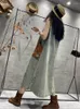 Sukienki swobodne Summer Korean Style Kobiety Vintage Blue Denim National Wzór z czołgiem Suknia Vestidos Punk Streetwear Floral Clothing