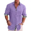 Chemises décontractées pour hommes Chemise pour hommes à manches longues Automne Coton Lin