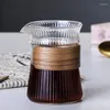 Bicchieri da vino Bicchiere ondulato giapponese Caffè Portabicchieri in noce Bere tazze Kawaii Articoli per il caffè Bella tazza da tè a strisce verticali