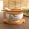 Skålar japansk stil nudel skål kök tabell retro keramisk ris sallad med sked och pinnar soppbehållare