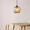 Pendant Lamps Amber/Gray Glass Chandelier Restaurant E27 Led Light Modern Minimalist Personality Bedside Nordic Bedroom Bar Staircase Lamp