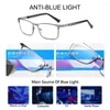 Sunglasses Anti Blue Light Blocking Reading Glasses Men Women Business Metal Frame Resin Prescription Lenses Eyewear 1 0-4 0296D