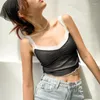 Women's Tanks Summer Women Sexy V Neck Lace Mesh Patchwork Tank Tops Double Layers Sleeveless Camisole Cute Crop Top