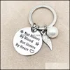 Charms Sister Stainless Steel Keychain Wings Heart Round Shape Pendant Engrave Words Not Sisters By Blood But Key Ring For Drop Deli Dh4Zc