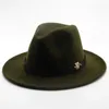 Brede rand hoeden unisex mannen vrouwen authentieke fedora hoed met riem panama jazz winter trilby maat 56-58 cm