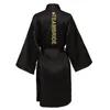 Dames slaapkleding Wedding Party Team Bruid gewaad met zwarte letters Kimono Satin Pyjamas Bridesmeisje Bathrobe SP027