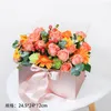 Gift Wrap Metal Square Clamshell Transparent Window Flower Box Fresh Packaging Material Florist Supplies