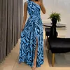 Casual Dresses Ellafads Women Maxi Dress Summer Fashion One Shoulder Sleeveless Slit Backless Nipped Waist Long Skirt Party Evening