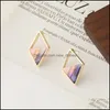 Dangle Chandelier Contracted Lozenge Color Contrast Earrings Female Fashion Lady Geometric Hollow Out The Triangle Stud Earring Dr Dhwyx