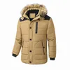 メンズダウンパーカスメン2023冬の厚いフリースウォームジャケットコート秋の風の毛皮襟フード付きカジュアルメンマンズ