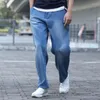 Jeans pour hommes été section mince respirant hommes bleu denim pantalon à jambe large grande taille ample baggy hip hop skateboard droit