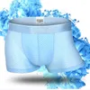 Caleçon Homme Ultra-Mince Glace Fibre Respirant Mesh Boxers Shorts Sous-Vêtements H9