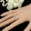 Pierścionki ślubne biżuteria Bagiete zaręczyny dla kobiet akcesoria palców pierścień zespołu anel