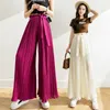 Kvinnors byxor capris kvinnlig koreansk modekvinna culottes kvinnor bandage veckad bred ben byxa sexig byxa kjol bottnar 2women's