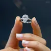 Wedding Rings Luxury Fine Beauty Ring For Women Jewelry Silver Color Full Rhinestone Zircon Large Drop-Shaped Engagement Gift