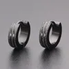 Stud Earrings Fashion Scrub Circle Earring For Men Boy Gift Frosted Drop Huggie Stainless Steel Jewelry Black Blue Silver Color