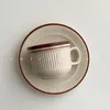 Tasses soucoupes rayé rétro céramique tasse à café et soucoupe créatif après-midi thé voyage vaisselle turc Tazas De café