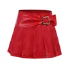 Rokken insdoit faux lederen gotisch rood geplooide rok Harajuku punk streetwear hoge taille vrouwen esthetisch e meisje y2k mini -rokkenkirts