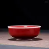 Fincan tabakları jingdezhen lang kırmızı sır çay fıstığı el yapımı jun fırın seramik çay bardağı kişilik ji bireysel
