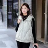 Women's Trench Coats Hooded Down Cotton Silk Waistcoat Women Short 2023 Autumn And Winter Fashion Shiny Korean Loose Jacket
