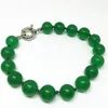 Strand di alto grado Malesia verde 8 10 12 mm Jades Calcedony perle rotonde perle unisex si incantesimi di gioielli maki Bracciale 7.5 pollici B1528