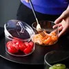 Plakalar 3 Katmanlı Cam Kase İstiflenebilir Salata, Lid Meyve Şeffaf Konteyner Depolama Yaratıcı Isıya Dayanıklı