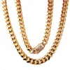 Cadeias de 14 mm de 14 mm de colar de corrente cubana de Miami em aço inoxidável CZOM CZ BLING IBED OUT GOLD HIP HOP FOLTING