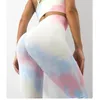 Active Sets 2023 Naadloze Tie Dye Yoga Set Quick Dry Bra Fitness Sport Push Up Shorts Bubooty Leggings Training Gym Running Outfit174B