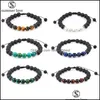 Kralen strengen 8 mm lava rotssteen kralen armband essentiële olie diffuser elastisch gevlochten touw tijger oog yoga chakra mannen braceletz dr dh1yw