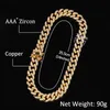 Kettingen 14 "-20" Hip Hop Claw Setting 3a CZ Stone Bling Iced Out 12mm Ronde Cubaanse Miami Link Chain Kettaties voor mannen rapper sieradenc