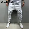 Pantaloni da uomo Solid Sling Design con coulisse Skinny Hip Hop Mens Casual Matita Pantaloni sportivi sportivi Streerwear Joggers Abbigliamento uomo