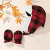 Cappelli Addensare Capretti Del Bambino Plaid Autunno Inverno Cappello Caldo Tappi di Protezione per le Orecchie Copricapi Bambini Guanti Del Bambino Accessori 6-48 Mesi