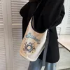 Avondtassen schattige donuts print vrouwen canvas tas tas zoete letters borduurwerk schouder Koreaanse ins emmer voor meisjesdoek crossbody