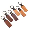 Keychains Personlig läder Keychain Keyring Pendant Beech Wood Carving Bagage Decoration Key Ring DIY Father's DayKeychains