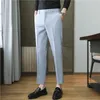 Costumes pour hommes Blazers Mince Été Hommes Pantalons Corée Style Vêtements Longueur Cheville Pantalon Pour Homme Marron Blanc Noir Costume Pantalon Forme D'affaires