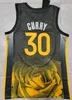 Basket 30 Stephen Curry Jersey 11 Klay Thompson Andrew Wiggins 22 Draymond Green 23 Poole 3 Sportskjorta Vitt svartblå gul