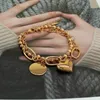 Charm Bracelets Double Layer Peach Heart Smooth Bead Gold Color Environmental Copper Chain Bracelet For Women Girls Trendy Sweet Jewelry Gif