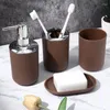 Bath Accessory Set Bathroom Accessories 4 Pieces Home Toothbrush Holder Soap Dispenser Mouthwash Cup Dish Essentials