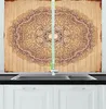 Kurtyna brązowa brązowa mandala zasłony kuchenne mistyczne medytacyjne wewnętrzne znak motywu powtarzające się linie do dekoracji kawiarni