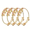 Bangle 4pcs/Lot Dubai For Girls/Baby Gold Color Charm Beads Bangles Bracelet Jewelry Child Party Gifts