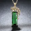 Collane a ciondolo dodo Super Fashion Leopard per donne Long Strip Green Crystal Collana Crystal Gioritti a catena Golden Link N348