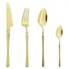 Dinnerware Sets 4Pcs 304 Stainless Steel Cutlery Set Knife Fork Coffee Tea Spoon Mirror Polish Tableware Party Kitchen Silverware