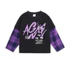 Stage Wear Kids Hip Hop Clothing Loose Long Sleeve Sweatshirt Tops Purple Plaid Casual Pants Girls Boys Jazz Dance Ballroom Clothes SL6144